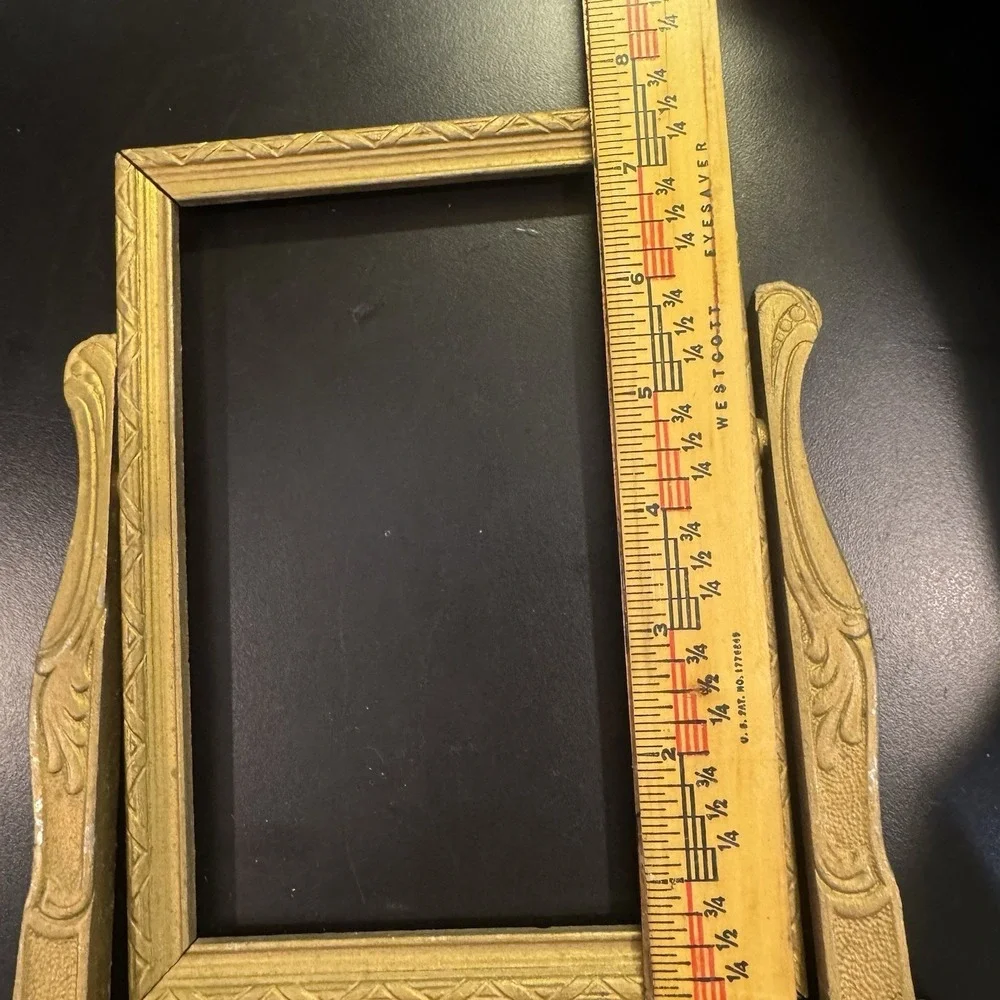 Vintage Gold Wood Art Deco Carved Design Picture Frame Tabletop Stand